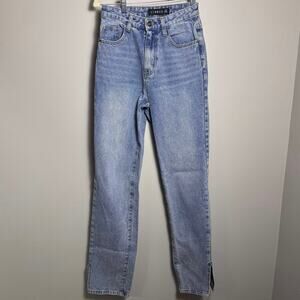 Lioness Revolve The Miami Side Slit High Rise Jeans Light Wash XXS W26 L33 EUC